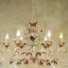 Casa Padrino Barock Kronleuchter Gelb Grün Rot Ø 70 x H. 50 cm 6-flammig - Handgefertigte Leuchte aus Italien - Barock Leuchten