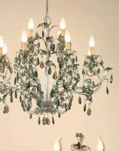 Casa Padrino Barock Kronleuchter Silber Ø 90 x H. 70 cm 12-flammig - Handgefertigte Leuchte aus Italien - Barock Leuchten