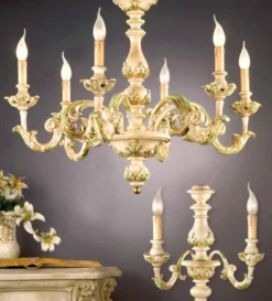 Casa Padrino Barock Kronleuchter Venezianisch Grün Gold Ø 85 x H. 65 cm 6-flammig - Handgefertigte Leuchte aus Italien - Barock Leuchten