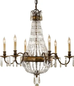 Casa Padrino Barock Kronleuchter mit Kristallglas Bronze Ø 68,6 x H. 74 cm - Prunkvoller Kronleuchter im Barockstil - Edel & Prunkvoll