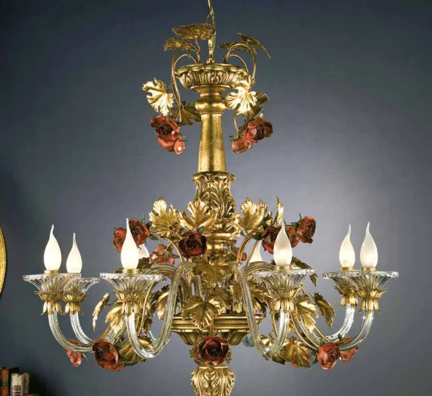 Casa Padrino Barock Kronleuchter Ø 80 x H. 90 cm 8-flammig - Handgefertigte Leuchte aus Italien - Barock Leuchten