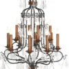 Casa Padrino Barock Kronleuchter Schwarz / Kupfer mit Deko Kristallen 90 x H. 130 cm - Hängeleuchte Art Deco