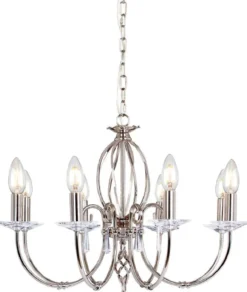 Casa Padrino Barock Kronleuchter Silber Ø 65 x H. 46 cm - Eleganter Wohnzimmer Kronleuchter - Kronleuchter im Barockstil