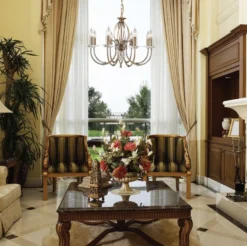 Casa Padrino Barock Kronleuchter Antik Messing Ø 65 x H. 46 cm - Elegante Wohnzimmer Kronleuchter - Kronleuchter im Barockstil