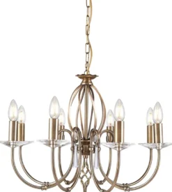 Casa Padrino Barock Kronleuchter Antik Messing Ø 65 x H. 46 cm - Elegante Wohnzimmer Kronleuchter - Kronleuchter im Barockstil