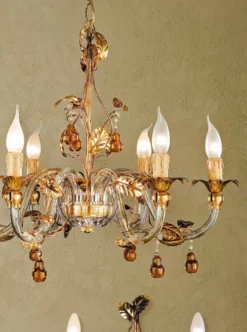 Casa Padrino Barock Kronleuchter Gold Ø 70 x H. 55 cm 6-flammig - Handgefertigte Leuchte aus Italien - Barock Leuchten