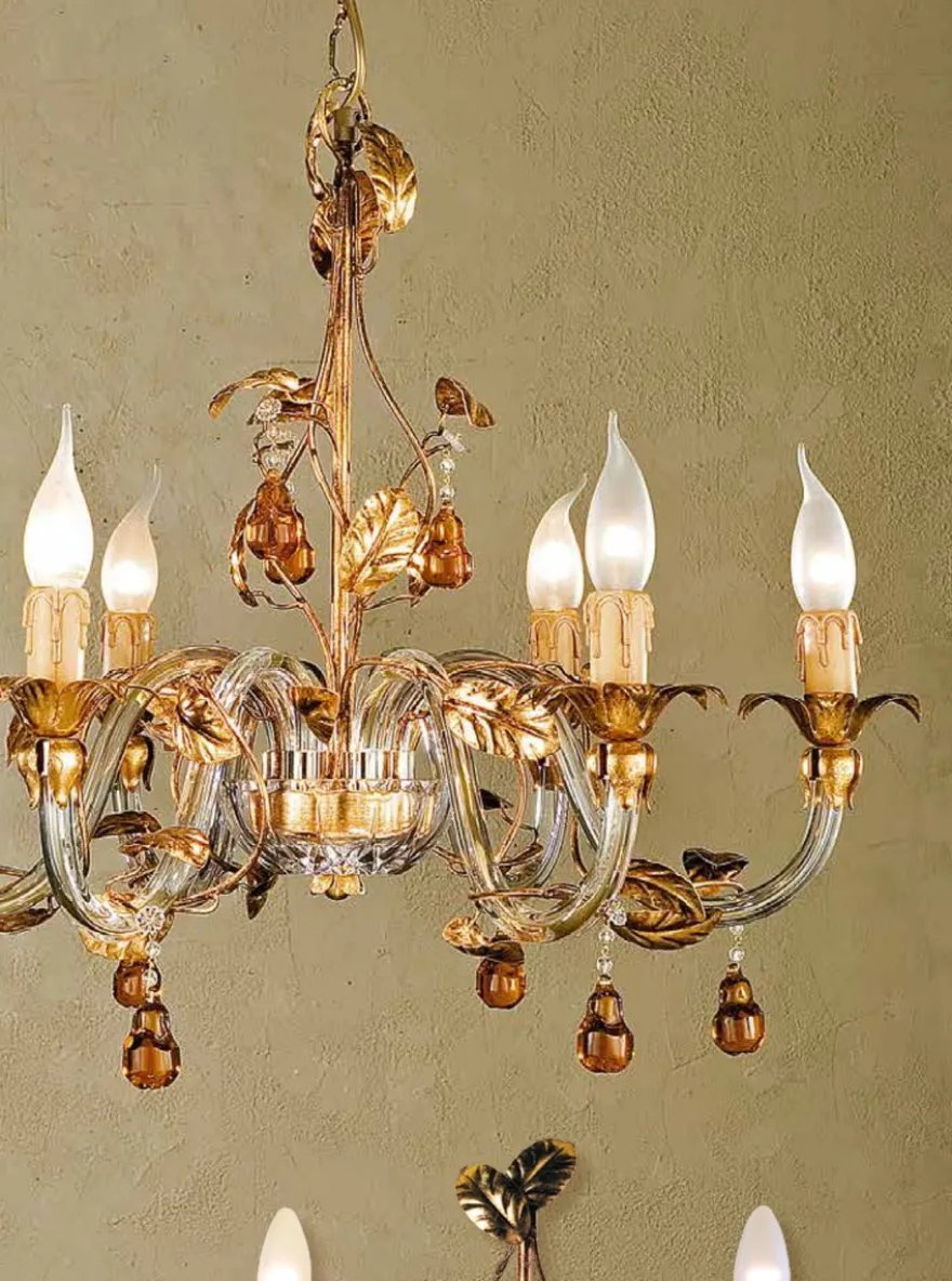 Casa Padrino Barock Kronleuchter Gold Ø 70 x H. 55 cm 6-flammig - Handgefertigte Leuchte aus Italien - Barock Leuchten