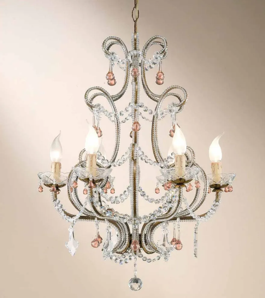 Casa Padrino Barock Kronleuchter Ø 55 x H. 70 cm 6-flammig - Handgefertigte Leuchte aus Italien - Barock Leuchten