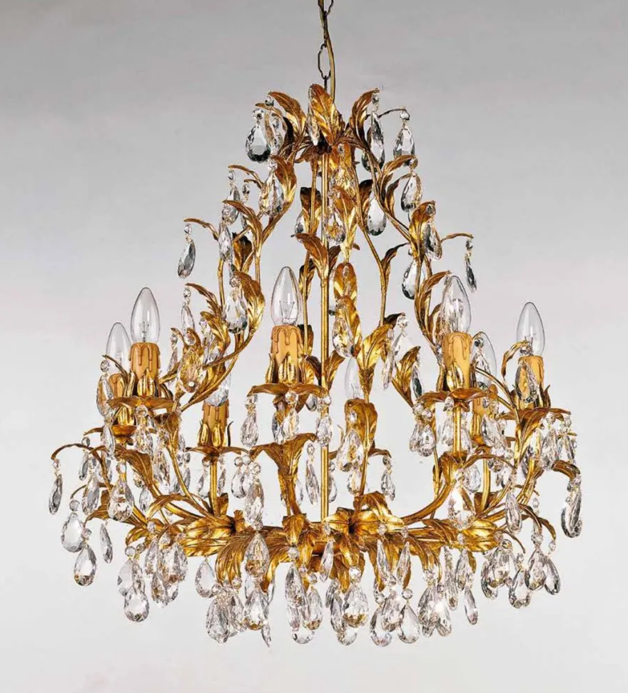 Casa Padrino Barock Kronleuchter Gold Ø 70 x H. 68 cm 8-flammig - Handgefertigte Leuchte aus Italien - Barock Leuchten