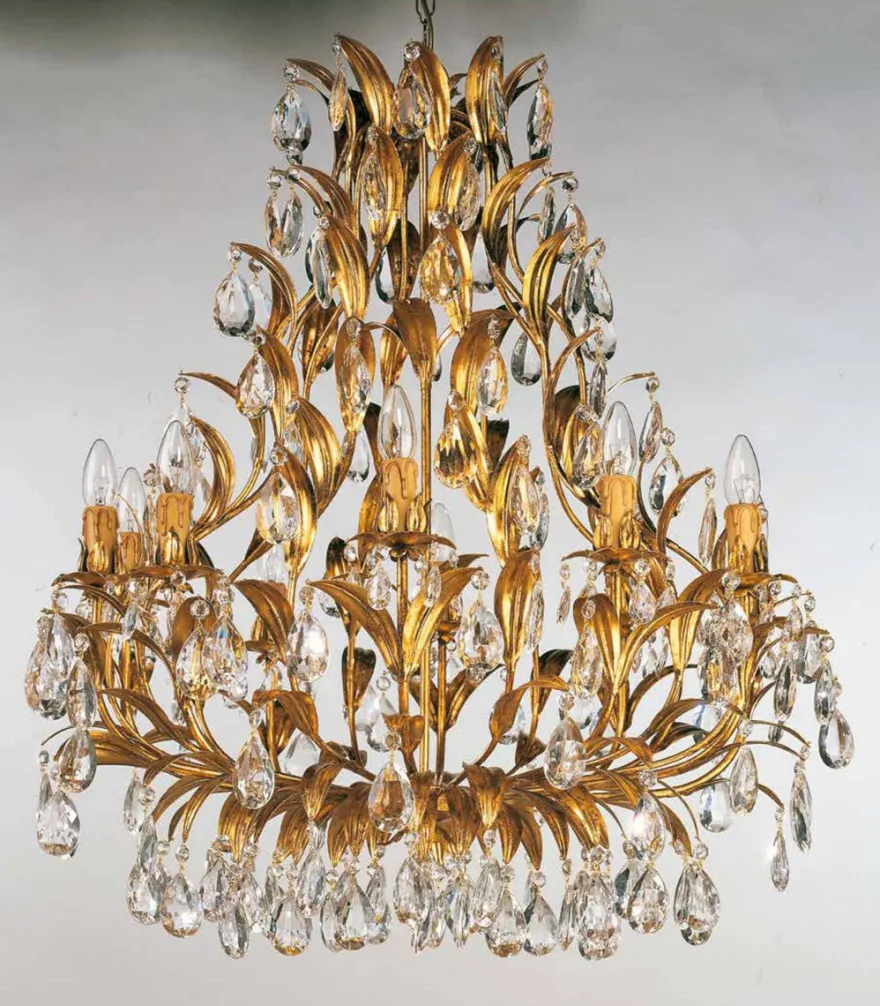 Casa Padrino Barock Kronleuchter Gold Ø 80 x H. 90 cm 10-flammig - Handgefertigte Leuchte aus Italien - Barock Leuchten