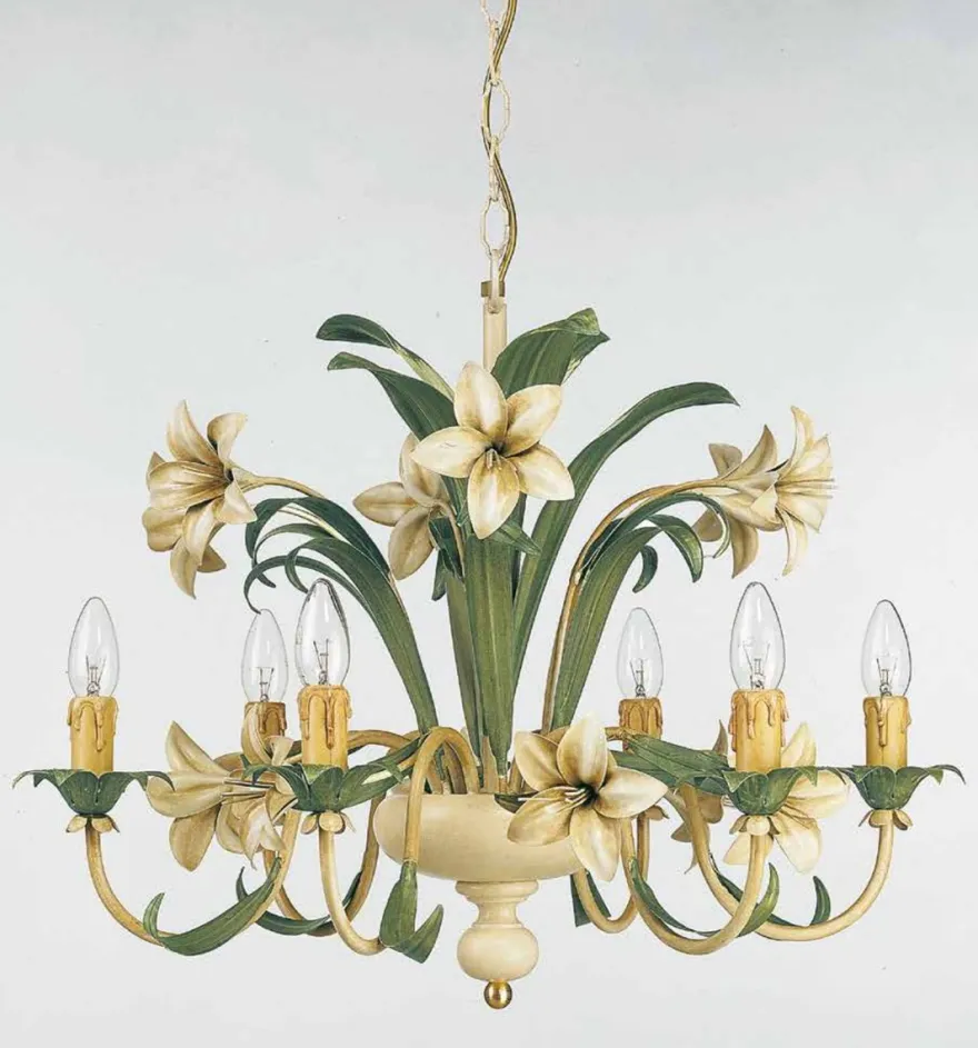 Casa Padrino Barock Kronleuchter Ø 68 x H. 55 cm 6-flammig - Handgefertigte Leuchte aus Italien - Barock Leuchten