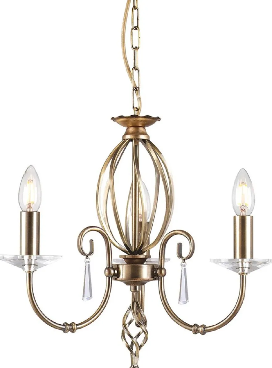 Casa Padrino Barock Kronleuchter Antik Messing Ø 38 x H. 42 cm - Elegante Wohnzimmer Kronleuchter - Kronleuchter im Barockstil