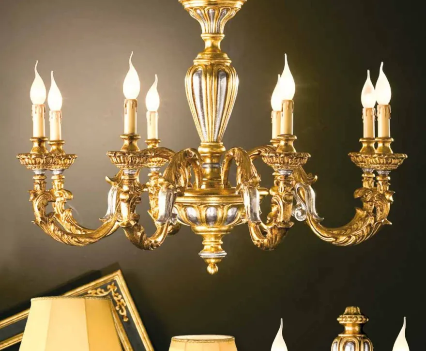 Casa Padrino Barock Kronleuchter Gold Ø 95 x H. 70 cm 8-flammig - Handgefertigte Leuchte aus Italien - Barock Leuchten