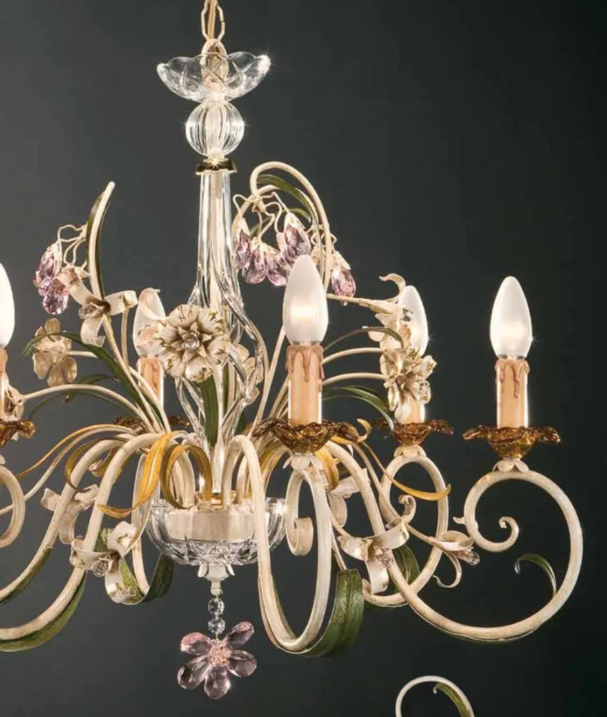 Casa Padrino Barock Kronleuchter Ø 70 x H. 55 cm 6-flammig - Handgefertigte Leuchte aus Italien - Barock Leuchten