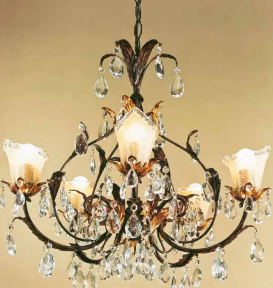 Casa Padrino Barock Kronleuchter Ø 60 x H. 55 cm 5-flammig - Handgefertigte Leuchte aus Italien - Barock Leuchten