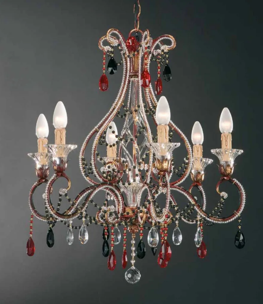 Casa Padrino Barock Kronleuchter Ø 65 x H. 65 cm 6-flammig - Handgefertigte Leuchte aus Italien - Barock Leuchten