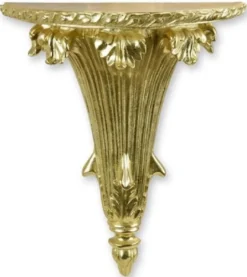 Casa Padrino Barock Kunstharz Wandkonsole Gold 28,6 x 14,3 x H. 33,8 cm - Polyresin Wanddeko Konsole im Barockstil - Barock Deko Accessoires - Barock Möbel - Barock Interior