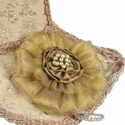 Casa Padrino Barock Lampenschirm in Damenhut Form Beige / Gold 47 cm