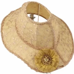 Casa Padrino Barock Lampenschirm in Damenhut Form Beige / Gold 47 cm