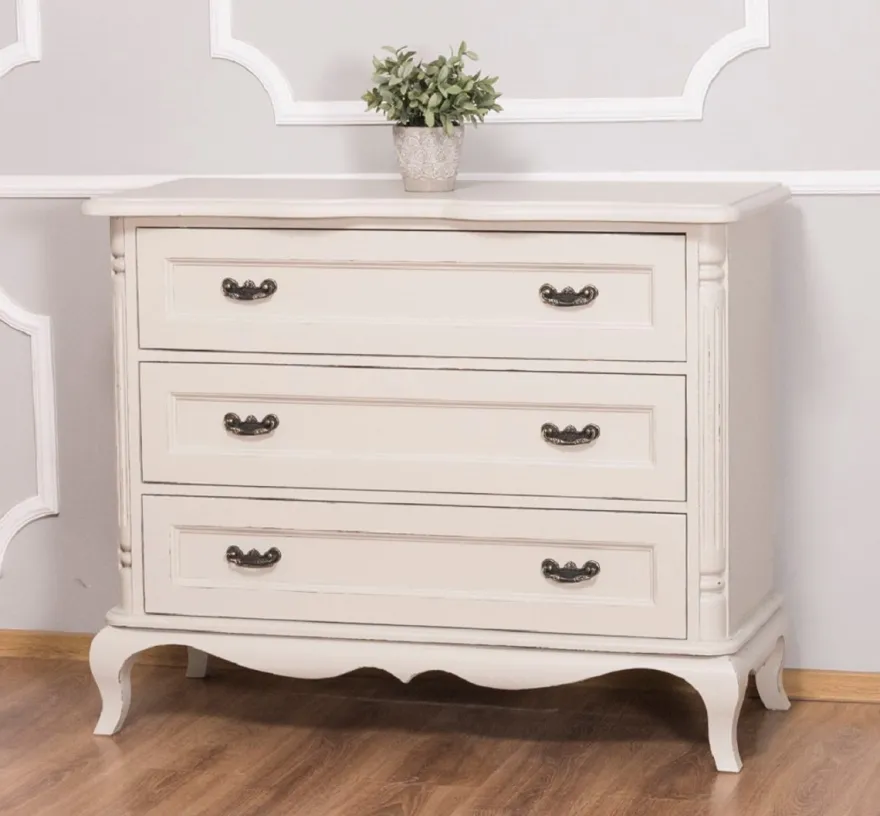 Casa Padrino Barock Landhausstil Kommode mit 3 Schubladen Antik Hellgrau 110 cm