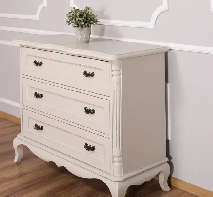 Casa Padrino Barock Landhausstil Kommode mit 3 Schubladen Antik Hellgrau 110 cm