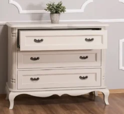 Casa Padrino Barock Landhausstil Kommode mit 3 Schubladen Antik Hellgrau 110 cm