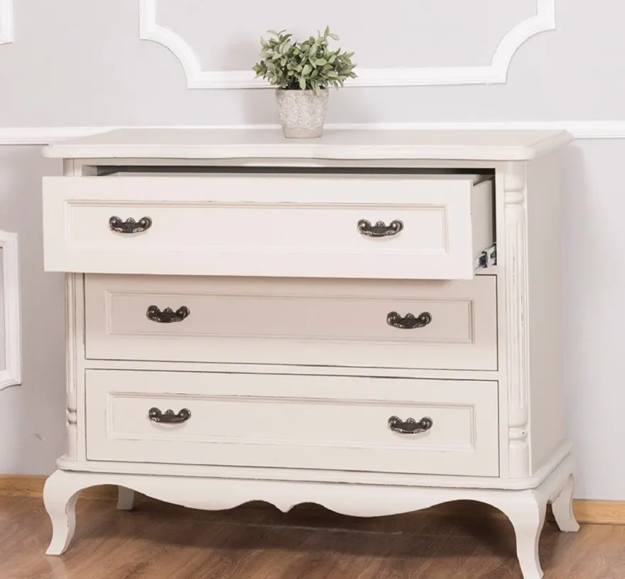 Casa Padrino Barock Landhausstil Kommode mit 3 Schubladen Antik Hellgrau 110 cm