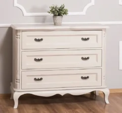 Casa Padrino Barock Landhausstil Kommode mit 3 Schubladen Antik Hellgrau 110 cm