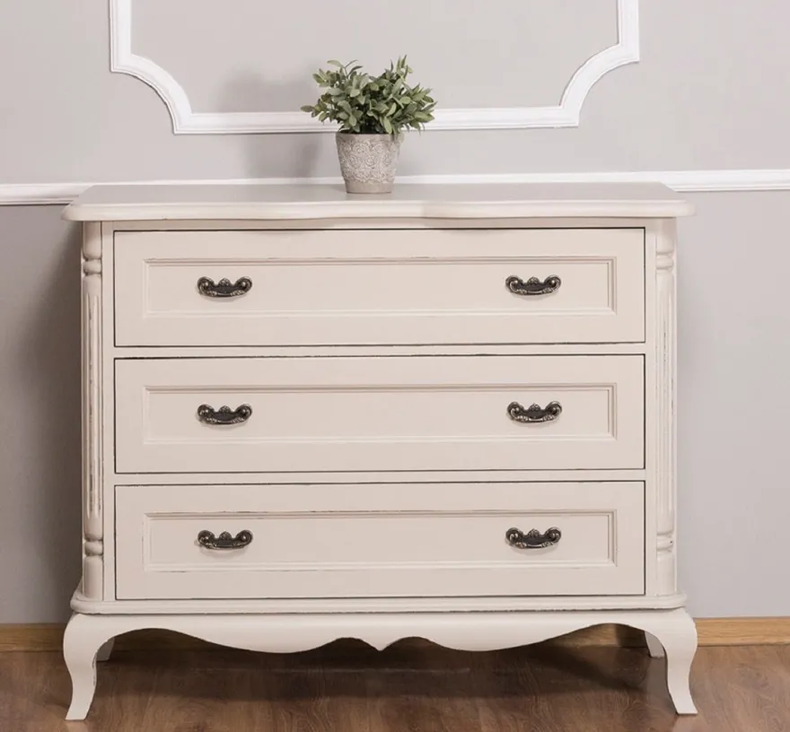 Casa Padrino Barock Landhausstil Kommode mit 3 Schubladen Antik Hellgrau 110 cm