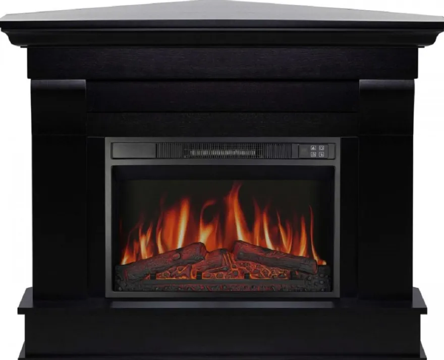 Casa Padrino Barock LED Elektro Eckkamin Schwarz 110 x 70 x H. 90,6 cm