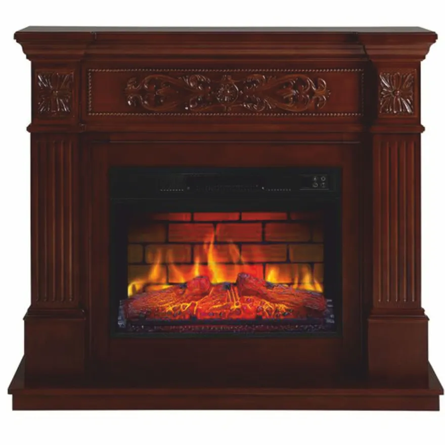 Casa Padrino Barock LED Elektrokamin Dunkelbraun 106,6 x 37 x H. 92,5 cm - Barock Möbel