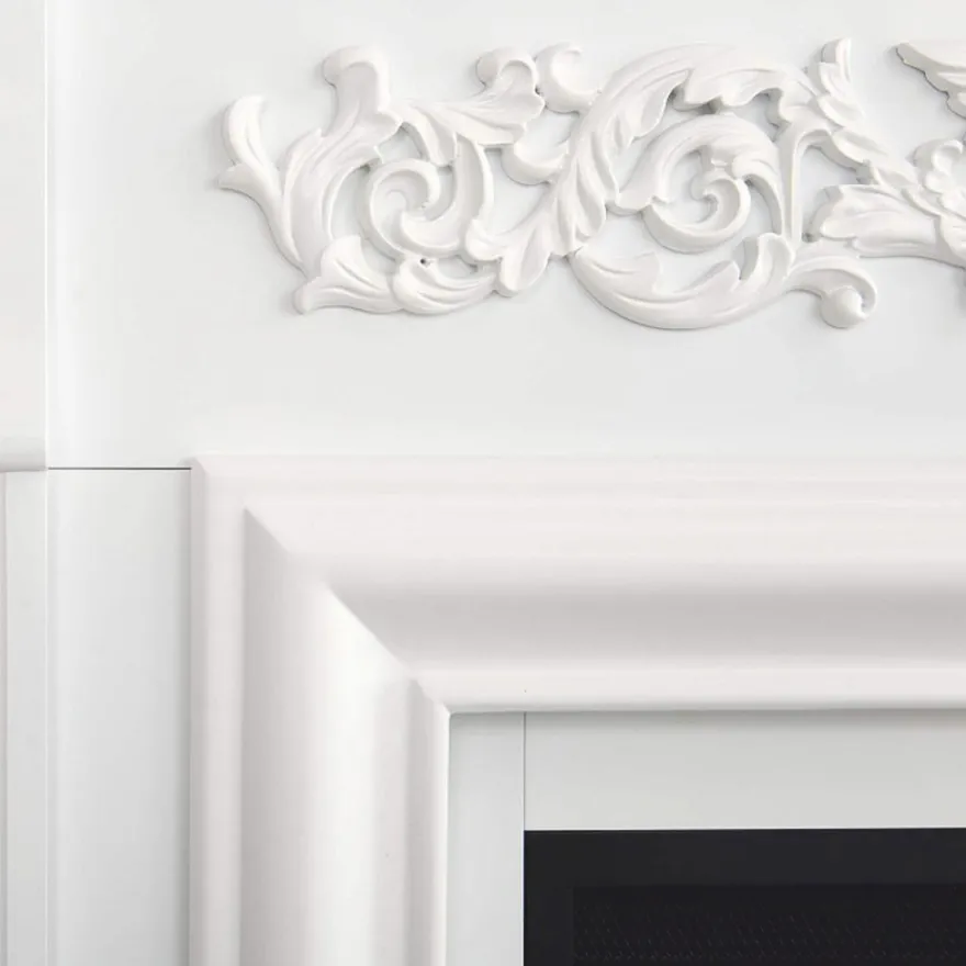 Casa Padrino Barock LED Elektrokamin Weiß 121 x 35 x H. 100 cm - Barock Möbel