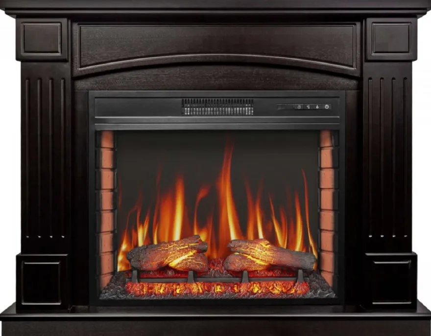 Casa Padrino Barock LED Elektrokamin Schwarz 114 x 34 x H. 90,3 cm