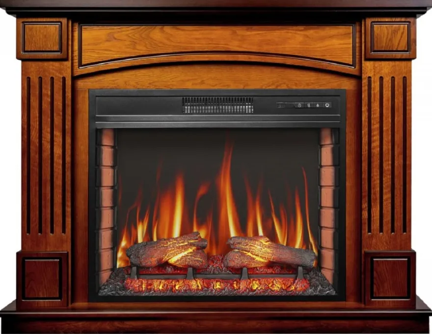 Casa Padrino Barock LED Elektrokamin Braun 114 x 34 x H. 90,3 cm