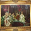 Casa Padrino Barock Ölgemälde Klassisches Konzert 2 Mehrfarbig / Gold 160 x 10 x H. 130 cm - Handgemaltes Gemälde mit prunkvollem Rahmen im Barockstil - Barock Möbel
