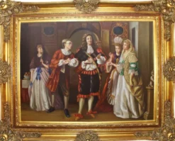 Casa Padrino Barock Ölgemälde Seine Lordschaft Mehrfarbig / Gold 160 x 10 x H. 130 cm - Handgemaltes Gemälde mit prunkvollem Rahmen im Barockstil - Barock Wanddeko