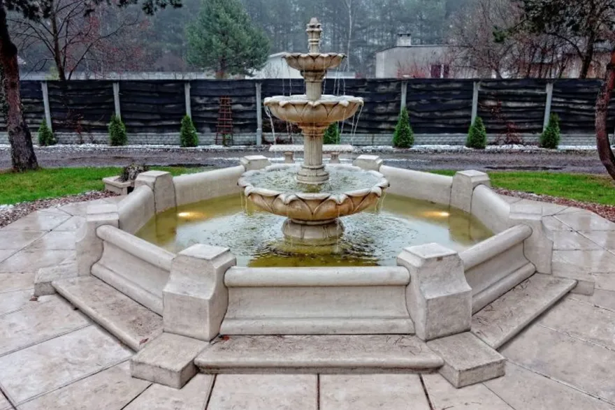 Casa Padrino Barock Lotus Blumen Springbrunnen / Gartenbrunnen Ø 490 x H. 220 cm - Edel & Prunkvoll