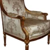 Casa Padrino Barock Lounge Thron Sessel Empire in Taupe Muster mit Mahagoni Braun und Gold - 100 x 72 x 68 cm