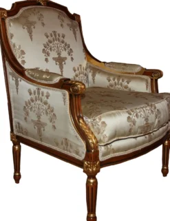 Casa Padrino Barock Lounge Thron Sessel Empire in Taupe Muster mit Mahagoni Braun und Gold - 100 x 72 x 68 cm
