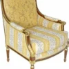 Casa Padrino Barock Lounge Thron Sessel mit elegantem Muster Gold / Weiß / Braun 70 x 70 x H. 100 cm - Barock Möbel