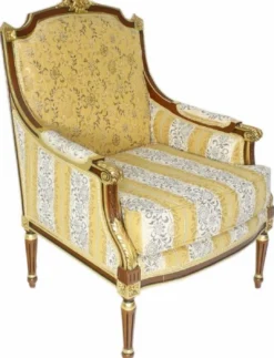 Casa Padrino Barock Lounge Thron Sessel mit elegantem Muster Gold / Weiß / Braun 70 x 70 x H. 100 cm - Barock Möbel