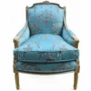 Casa Padrino Barock Lounge Thron Sessel Empire Hellblau Muster / Blau / Gold - Wohnzimmer Möbel im Barockstil - Barock Möbel - Barock Interior
