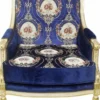 Casa Padrino Barock Lounge Thron Sessel mit elegantem Muster Royalblau / Rot / Weiß / Gold 70 x 70 x H. 100 cm - Barock Möbel