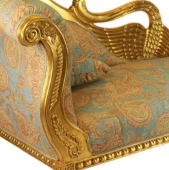Casa Padrino Barock Luxus Chaiselongue Antik Gold-Türkis-Rot Muster / Gold - Golden Wings - Luxus Qualität