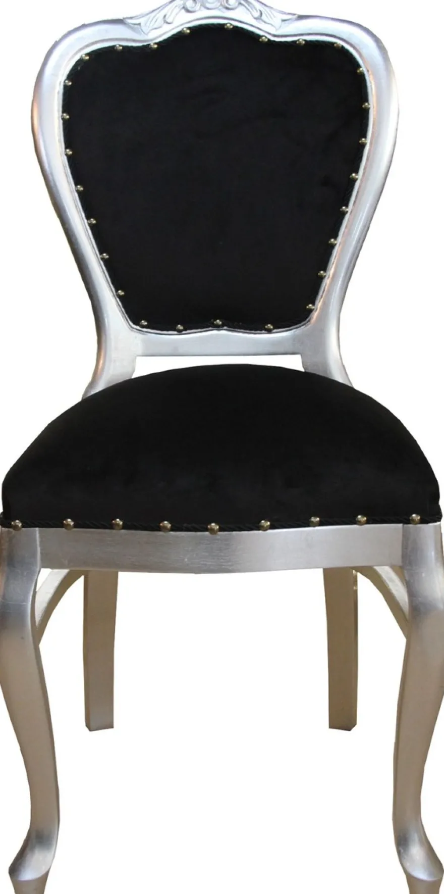 Casa Padrino Barock Luxus Damen Stuhl Schwarz / Silber - Damen Schminktisch Stuhl - Limited Edition