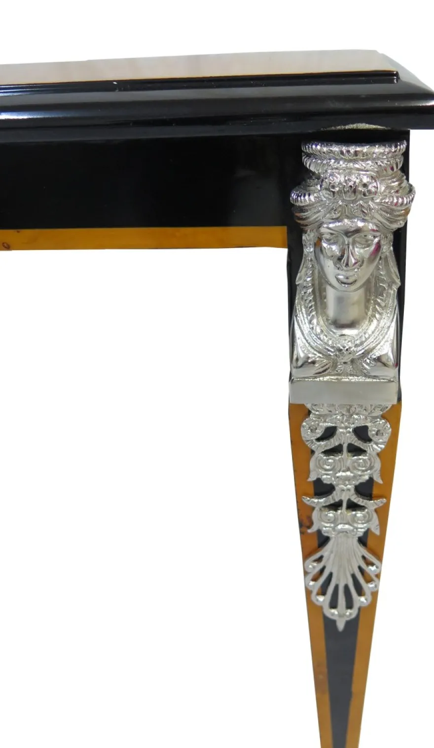 Casa Padrino Barock Luxus Empire Couchtisch Mahagoni / Schwarz / Silber 100 x 54 cm - Limited Edition