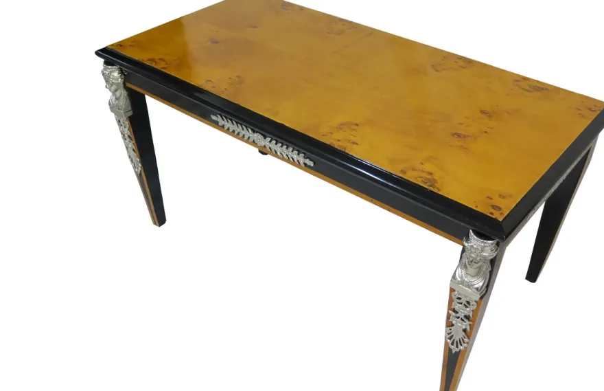 Casa Padrino Barock Luxus Empire Couchtisch Mahagoni / Schwarz / Silber 100 x 54 cm - Limited Edition