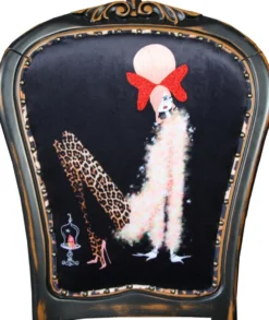 Casa Padrino Barock Luxus Esszimmer Stuhl Leopard / Schwarz / Braun Dame mit High Heels - Designer Möbel - Barockmöbel