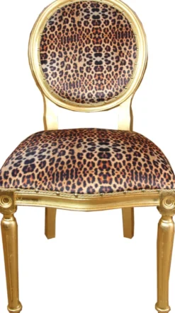 Casa Padrino Barock Luxus Esszimmer Stuhl Leopard / Gold Mod2 - Designer Stuhl - Hotel & Restaurant Möbel - Luxus Qualität