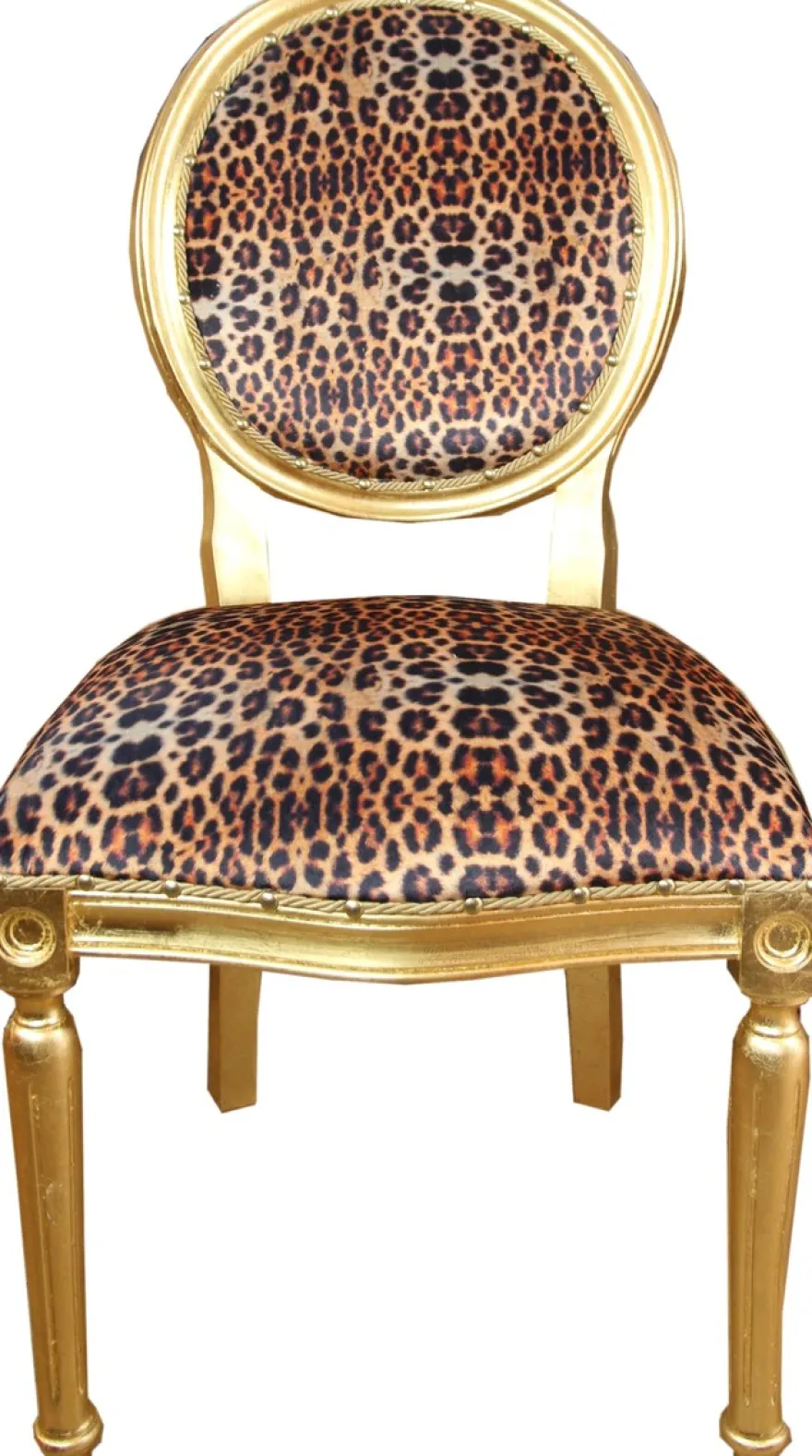 Casa Padrino Barock Luxus Esszimmer Stuhl Leopard / Gold Mod2 - Designer Stuhl - Hotel & Restaurant Möbel - Luxus Qualität